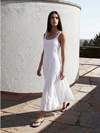 LCW Vision Fitted Waist Broderie Dress - S6F502Z8-R9J | LC Waikiki