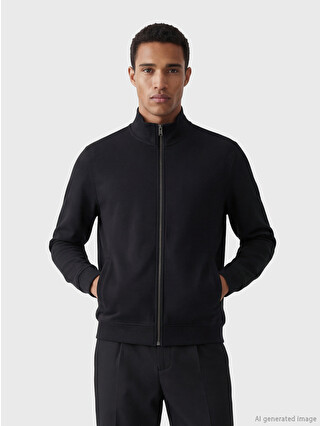 ブラック ジップアップ ウェア LCW Vision Mock Neck Men's Zippered Sweatshirt - S6E506Z8-CVL | LC