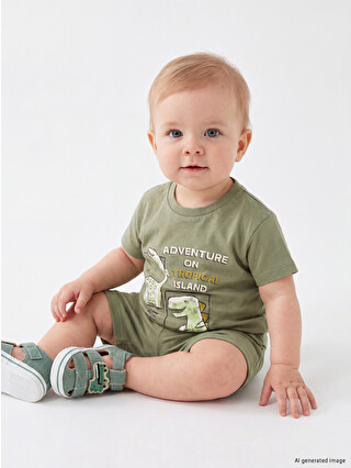 LCW baby Dinozor Baskılı Erkek Bebek Takım - S6A615Z1-GUY | LC Waikiki