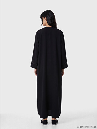 LCW Modest Crew Neck Oversize Crepe Women's Abaya - S6E689Z8-ZR1