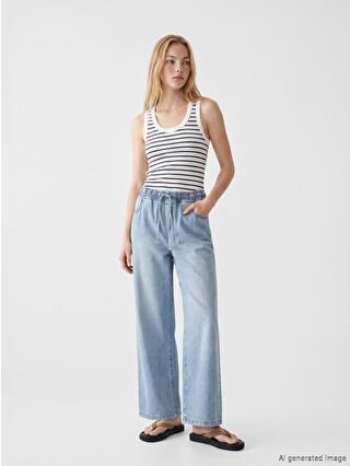 XSIDE Elastic Waist Wideleg Women's Jeans - S6C699Z8-J0N | LC Waikiki