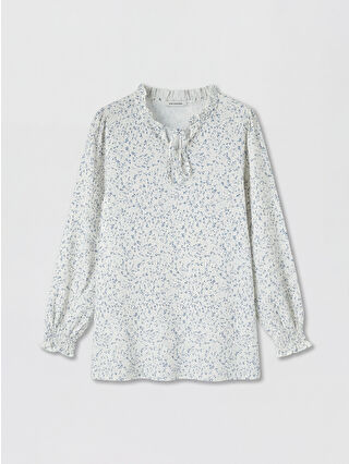 Açık Mavi Baskılı