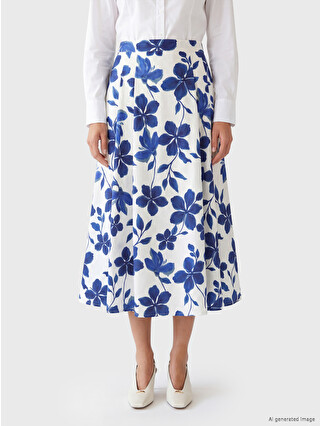 LCW Vision Waisted Zippered Floral A-Cut Skirt - S6A968Z8-LQQ | LC
