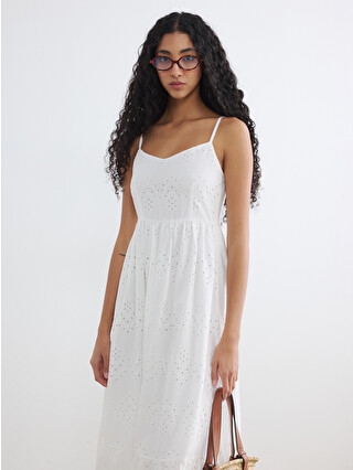 XSIDE Strappy Fitted Waist Broderie Dress - S6E988Z8-Q6K | LC Waikiki