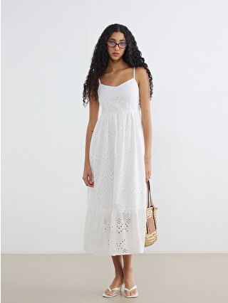 XSIDE Strappy Fitted Waist Broderie Dress - S6E988Z8-Q6K | LC Waikiki