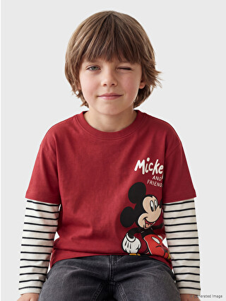 LCW Kids Crew Neck Mickey Mouse Printed Boys' T-shirt - S6P109Z1