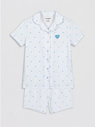 Açık Mavi Baskılı