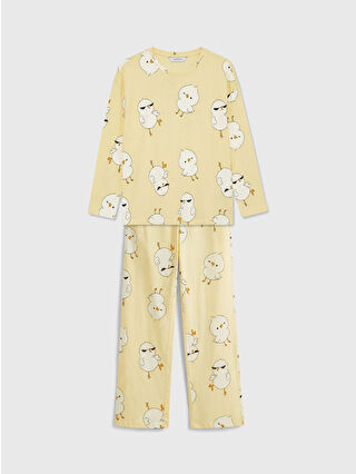 Açık Sarı Baskılı