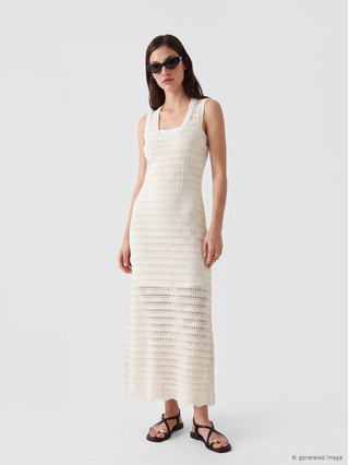 LCW DREAM Back Decollete Open-knit Women's Knitwear Beach Dress