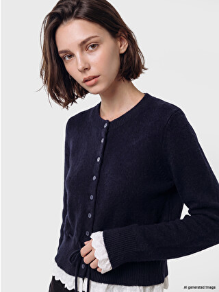 LCW Modest Lacivert Bisiklet Yaka Kadın Triko Hırka - W6M448Z8-ZZL