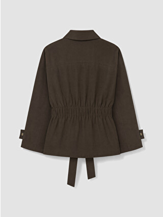 LCW STUDIO Haki Kuşaklı Oversize Kadın Gabardin Ceket - W6N649Z8