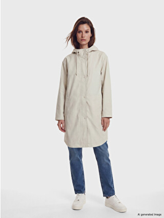 LCW Modest Bej Kapüşonlu Kadın Yağmurluk - W60796Z8-VDJ | LCW