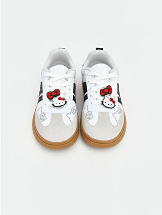 LCW STEPS Beyaz Hello Kitty Nakışlı Cırt Cırtlı Kız Çocuk Sneaker
