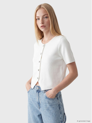 XSIDE Bisiklet Yaka Kadın Triko Hırka - W6AV30Z8-R9J | LC Waikiki