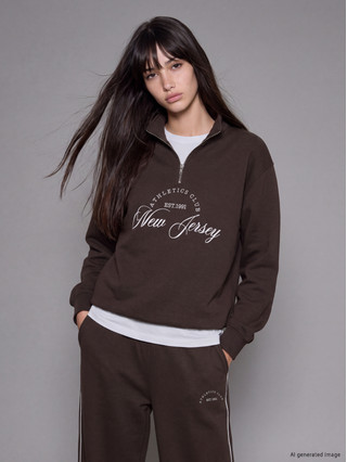 XSIDE Mock Neck Printed Oversize Women's Thick Sweatshirt