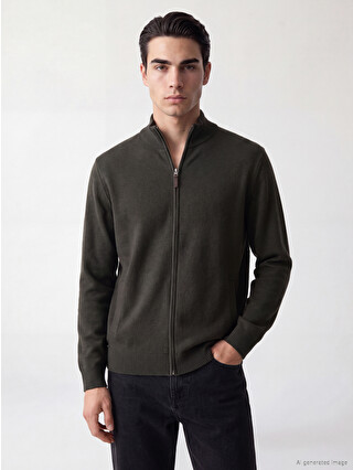 LCWAIKIKI Classic Yeşil Regular Fit Dik Yaka Erkek Triko Hırka