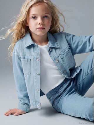 ishiminです。 LCW Kids İndigo Denim Taşlı Loose & Bol Kız Çocuk Jean Ceket