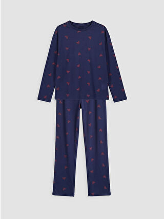 Açık Lacivert Baskılı