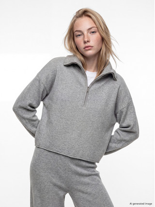 90s モスキーノ チープ＆シック ヴァージンウール クレープスカート XSIDE Turtleneck Half-zip Women's Knitwear Sweater - W6I349Z8-LAL