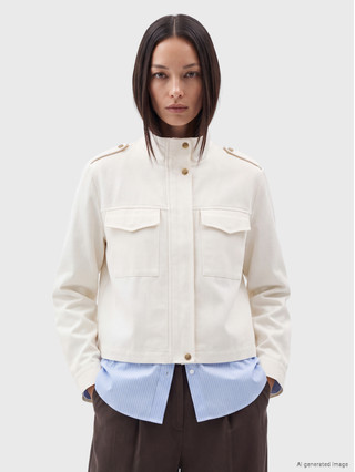 LCW EVERYDAY Beyaz Gabardin Düz Loose & Bol Kadın Ceket - S7FE01Z8