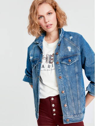 Mid Indigo Rodeo LCW Vision Woman Indigo Denim Jacket - 9SL495Z8-507 | LC Waikiki