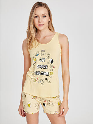 Açık Sarı Baskılı