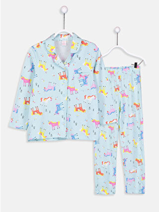 Açık Mavi Baskılı