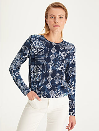 Açık Lacivert Baskılı