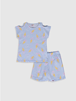 Açık Mavi Baskılı