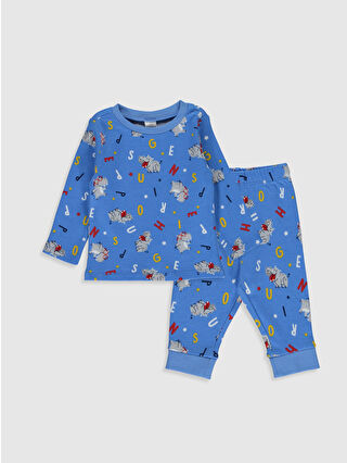 Açık Mavi Baskılı