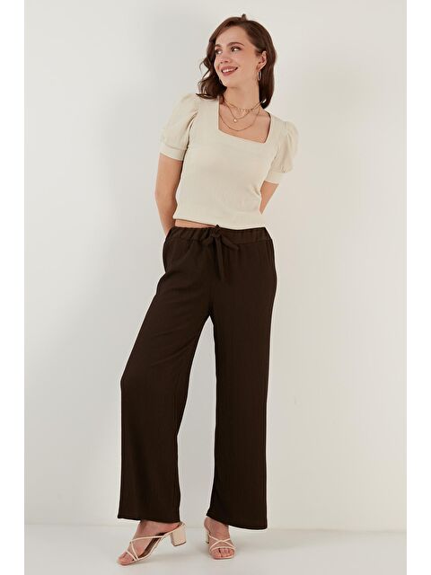 Lela Belden Bağlamalı Rahat Kesim Krinkıl Kuımaş Pantolon 5862061 - S000000084-19413