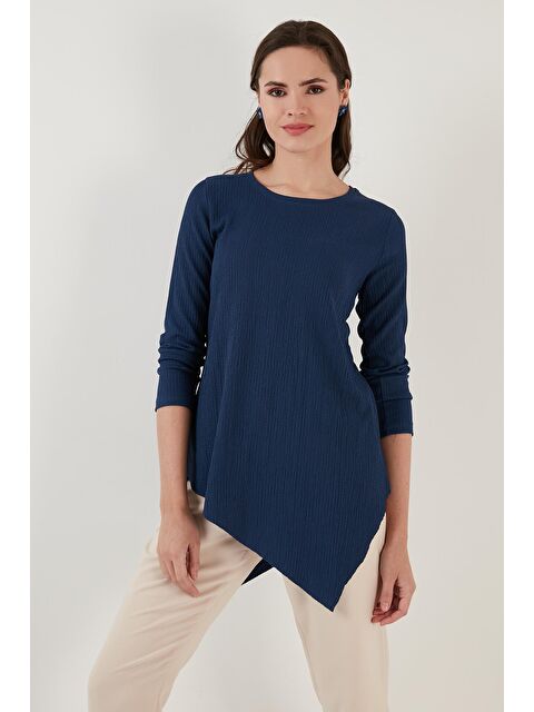 Lela Bisiklet Yaka Esnek Dokulu Asimetrik Bluz 5864971 - S000000374-23093