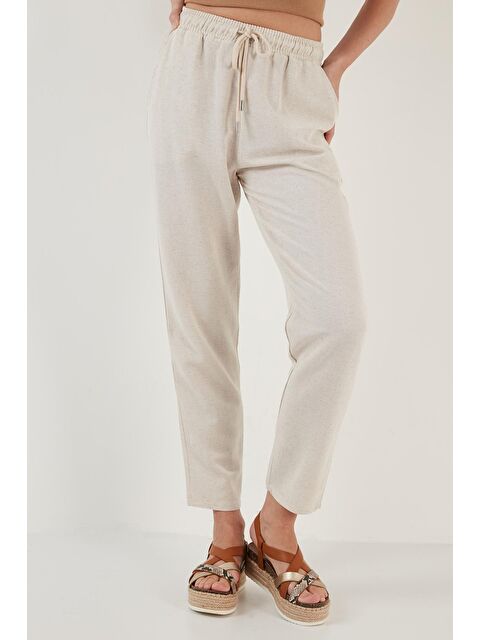 Lela Pamuk Ve Keten Karışımlı Yüksek Bel Rahat Kesim Cepli Pantolon 5865019 - S000000458-19928