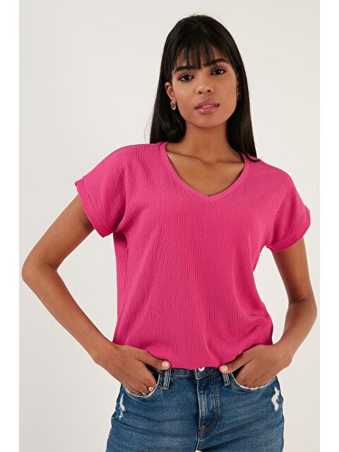 Lela Rahat Kesim Esnek V Yaka Bluz 5865039 - S000000380-18686