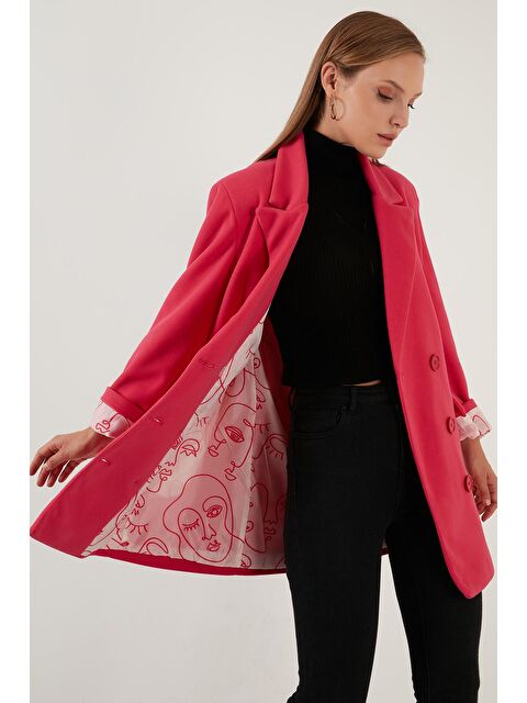 Lela Oversize Çift Düğmeli Cepli Uzun Kaban 6230058 - S000000499-18686