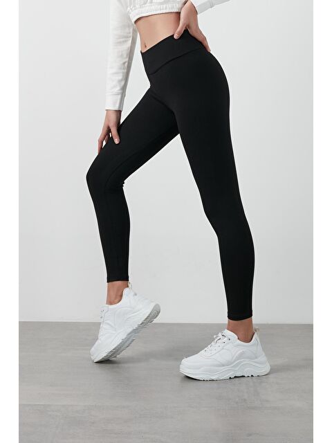 Lela Büyük Beden Seçeneğiyle Yüksek Bel Toparlayıcı Üşütmeyen Kışlık Spor Tayt 626TIGHTS - S000000191-19351