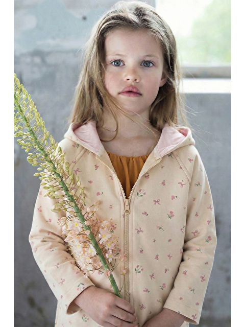 CİGİT Ağır Kumaş Desenli Kapüşonlu Hırka 1-8 Yaş Soft Sarı - S000507639-20072