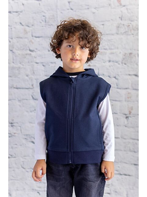 ZEYLAND Unisex Çocuk Basic Kapüşonlu Yelek   Lacivert - S000316601-21164