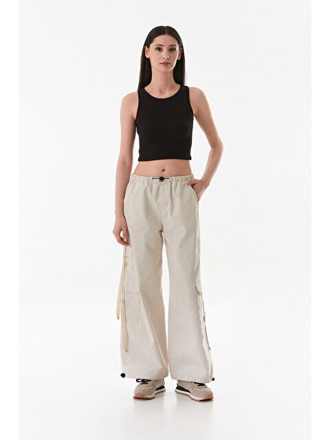 Fullamoda Beli Ve Paçası Stoperli Kargo Cepli Gabardin Pantolon - S000380989-19928