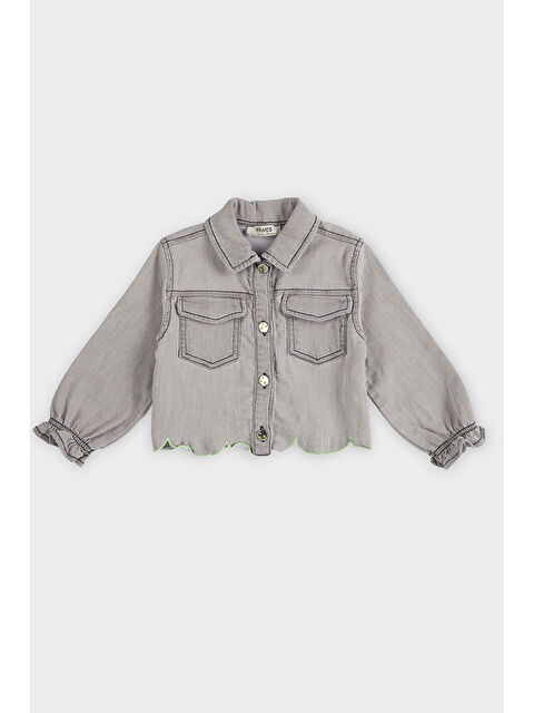 Panço Kız Bebek Nakış Detaylı Gri Jean Ceket - S000518519-20600