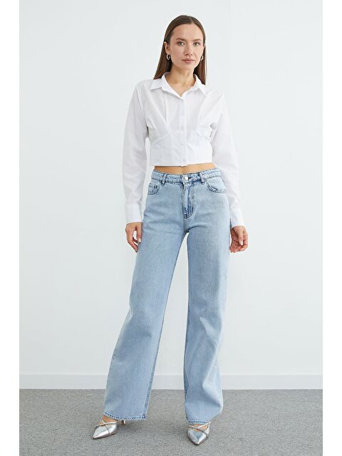 Fullamoda Yüksek Bel Taş Detaylı Jean - S000529261-8826