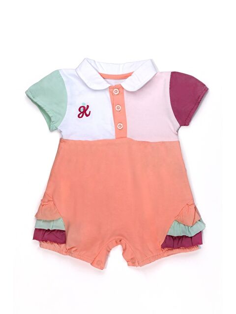 Kidex's Kız Bebek Renkli Polo Yaka Tulum Yazlık Pamuk Bebek Tulum Şort Tulum