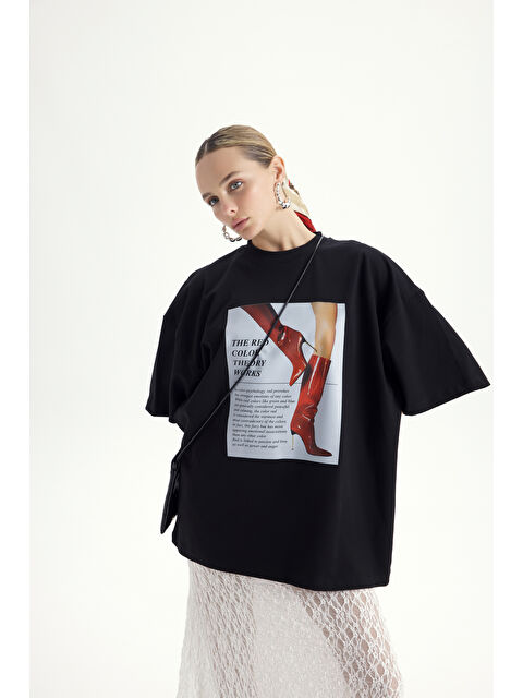 Mai Collection Theory Oversize Siyah T-Shirt