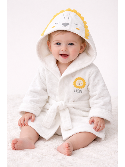 Verona Tarz Unisex Hayvan Figürlü Bebek Bornoz Havlu Seti Yenidoğan Hediyelik Kutulu 0-24ay Pamuklu 3lü Takım - S000514423-20065