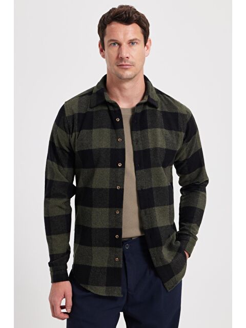 TUDORS Erkek Slim Fit Dar Kesim Kareli Kışlık Oduncu Gömlek - S000519917-18547