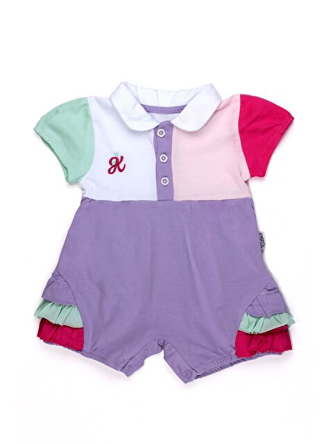 Kidex's Kız Bebek Renkli Polo Yaka Tulum Yazlık Pamuk Bebek Tulum Şort Tulum