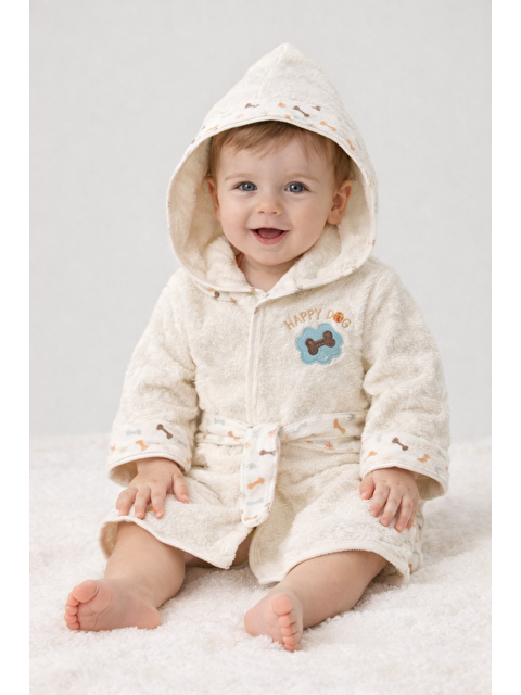 Verona Tarz Erkek Bebek Köpek 4lü Bornoz Havlu Seti Kese Dahil Kutulu Hediyelik Pamuklu - S000514437-19965