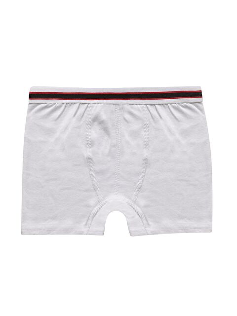 Kompedan Erkek Çocuk %100 Pamuklu Esnek Yumuşak Boxer Şort | Beyaz K0711 - S000236673-20063