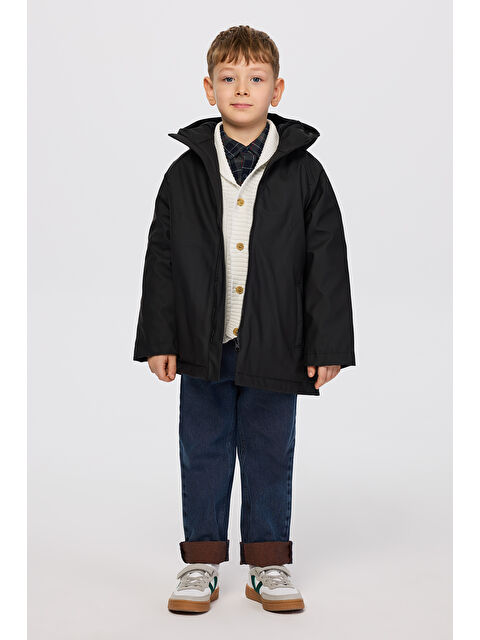 Panço Erkek Çocuk Kapüşonlu Siyah Mont - S000524748-19351