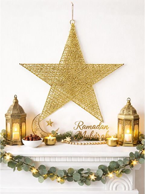 Parti Adresi Ramazan Temalı Altın Tel Yıldız Duvar & Kapı Süsü 50 cm - S000514451-20076